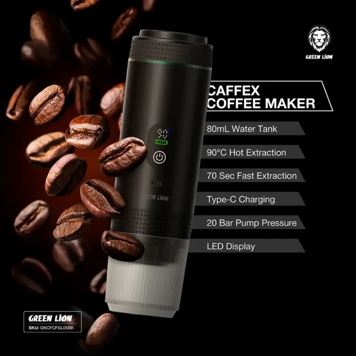 اسپرسو ساز قابل حمل گرین لاین Green Lion Caffex Coffee Maker 72W GNCFCFGL05BK