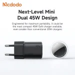 F:\FOR SITE\MCDODO\آداپتور دو پورت 45 وات مک دودو Mcdodo Gana Mini Charger CH-100