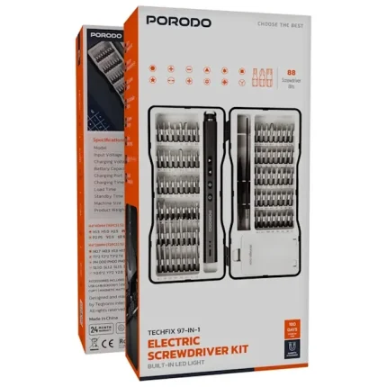 کیت پیچ گوشتی شارژی 97 تیکه پرودو Porodo TechFix 97‑In‑1 Electric Screwdriver Kit PDGTE970BK