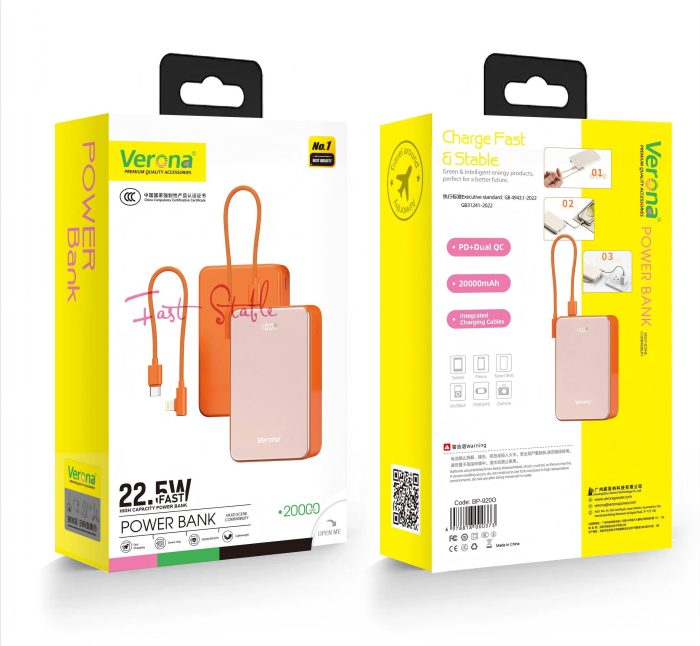پاوربانک 20000 با توان 22.5 وات ورونا Verona PowerBank PB-920