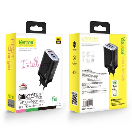 شارژر دیواری سریع 65W ورونا VERONA 65W Smart Fast Charger CG - 165EB