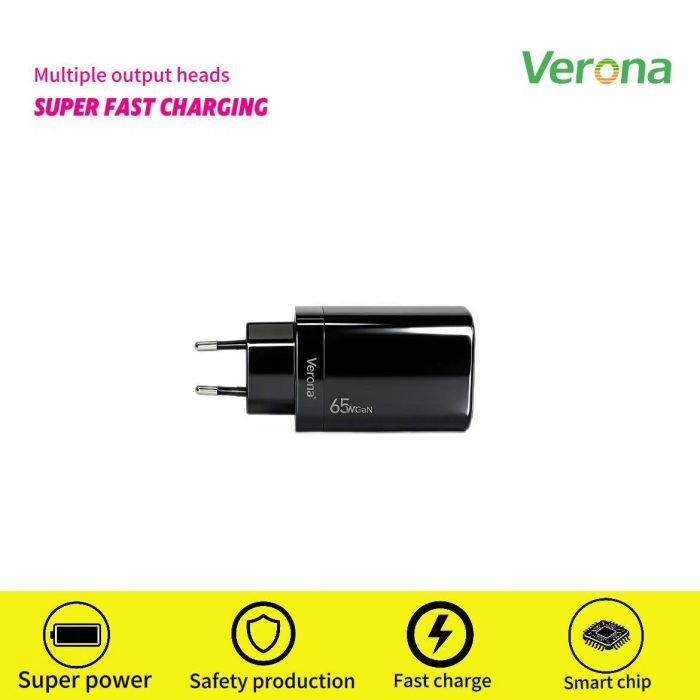 شارژر دیواری سریع 65W ورونا VERONA 65W Smart Fast Charger CG - 165EB