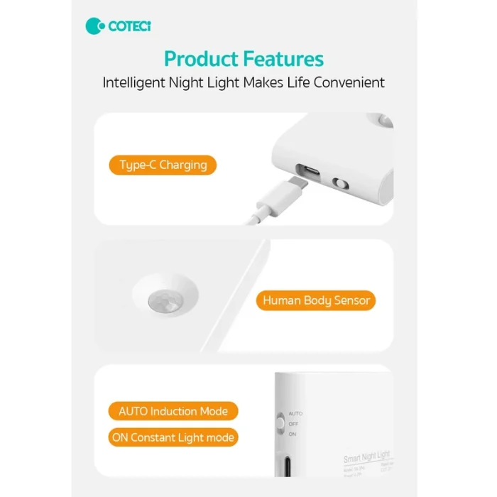چراغ هوشمند دیواری کوتتسی COTECi Motion Sensor LED Light 89005