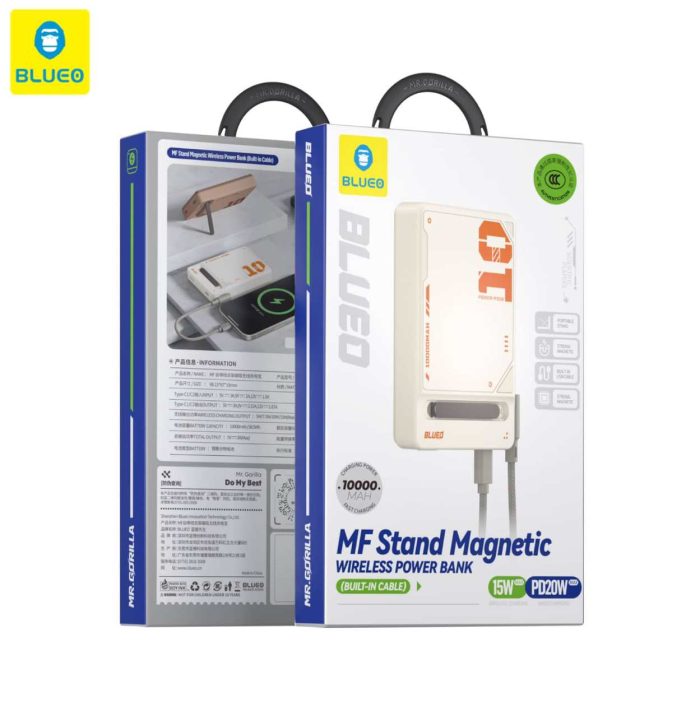 پاور بانک 10000 با توان 20وات بلو Blueo PowerBank MF Stand Magnetic Wireless