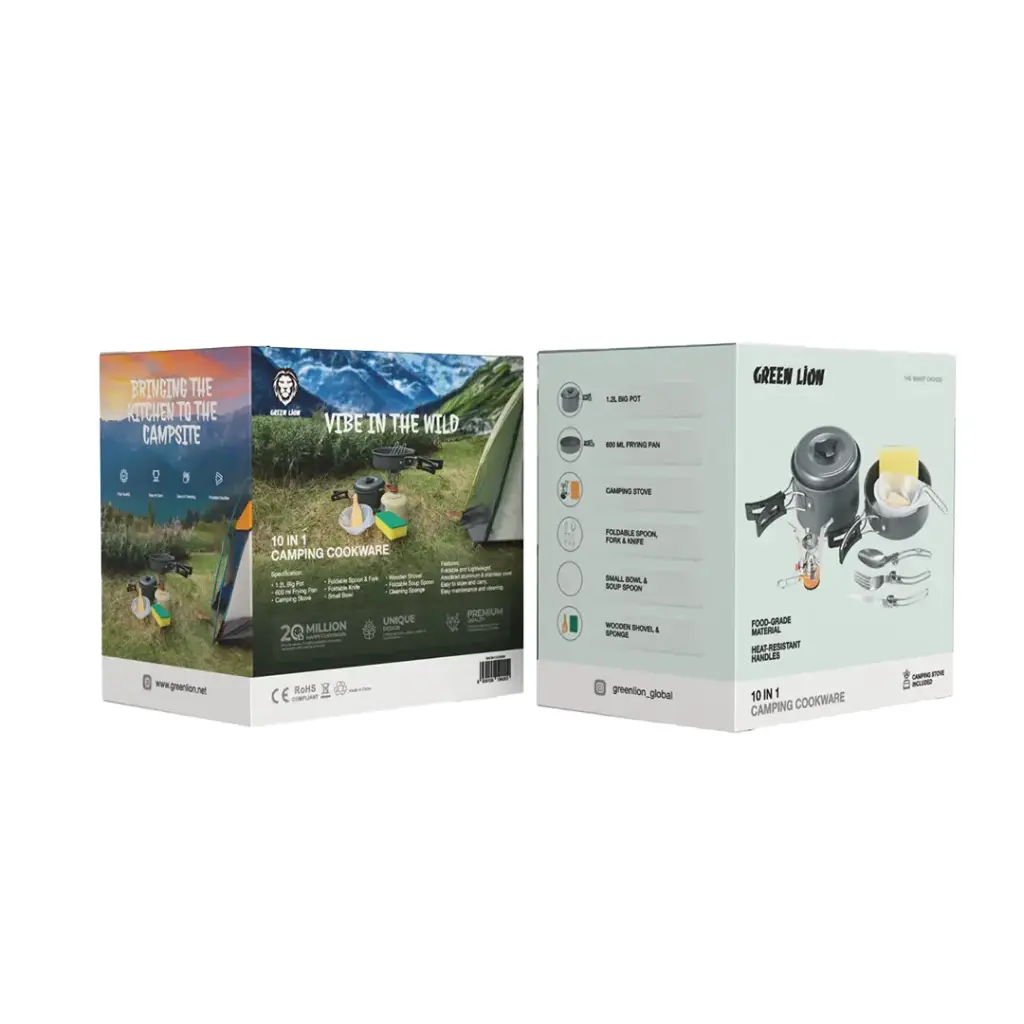 Green Lion 10 IN 1 Camping Cookware - Black ست 10 تیکه ظروف کمپینگ گرین لاین Green Lion 10in1 Camping Cookware GN10N1COOKBK