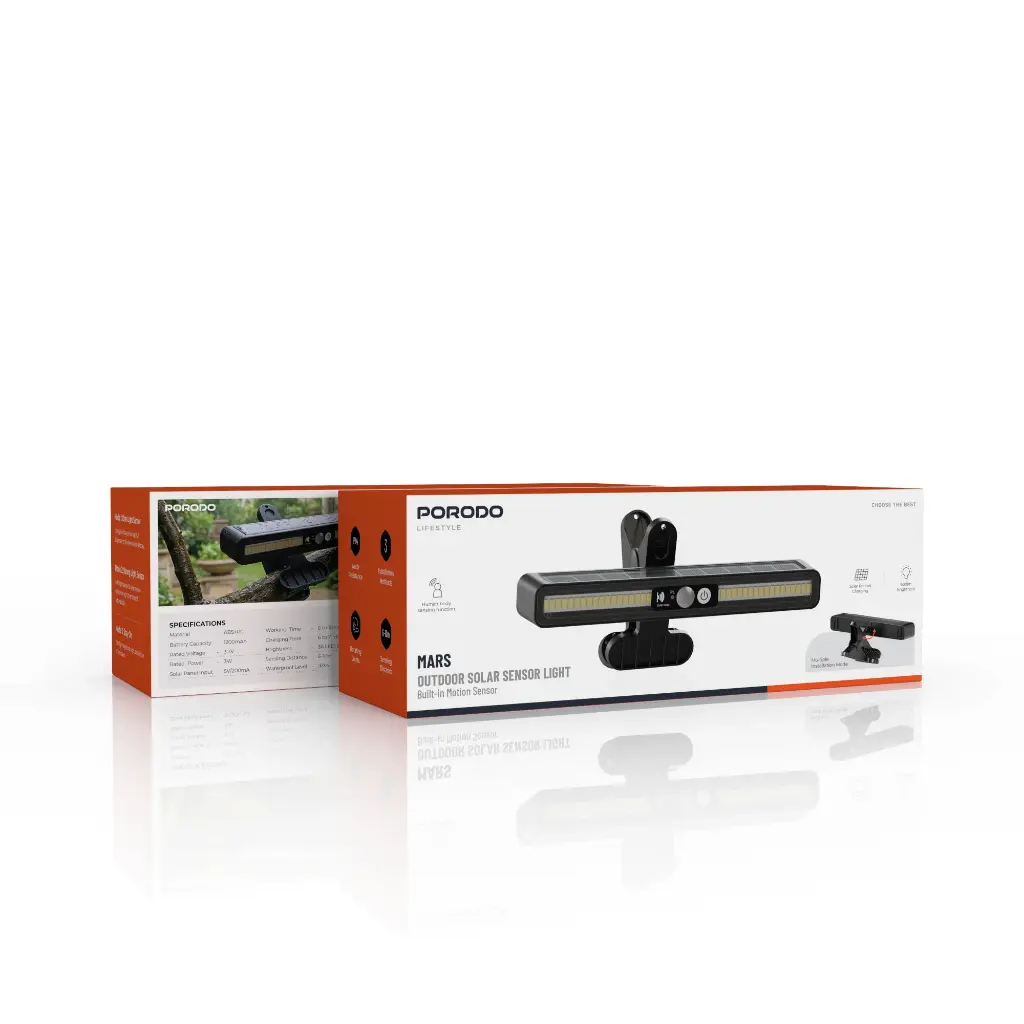 PDMWD0710BK-2 چراغ خورشیدی سنسور دار پرودو Porodo Mars Outdoor Solar Sensor Light PDMWD0710 - تصویر 1
