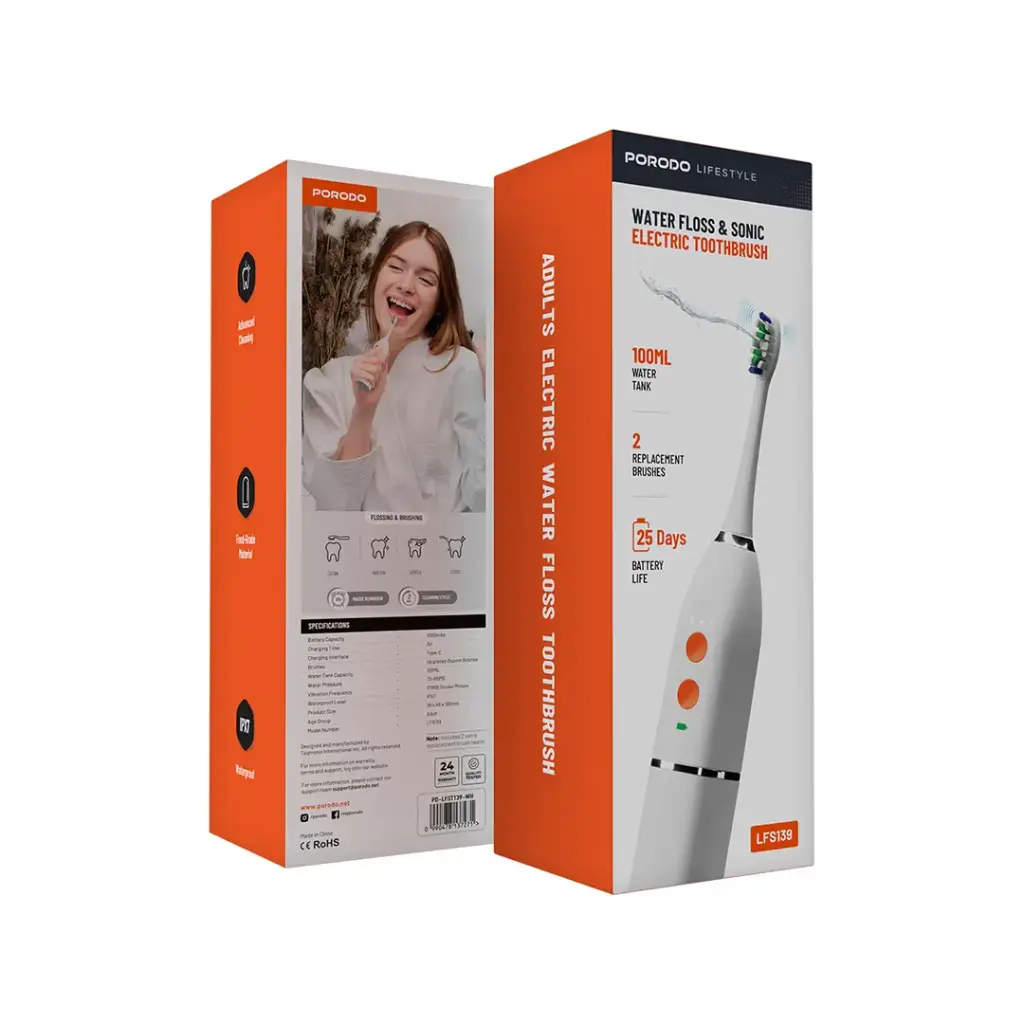 Porodo Lifestyle Water Floss & Sonic Electric Toothbrush (8) مسواک برقی و دهان شویی پرودو Porodo Water Floss & Sonic Electric Toothbrush PD-LFST139