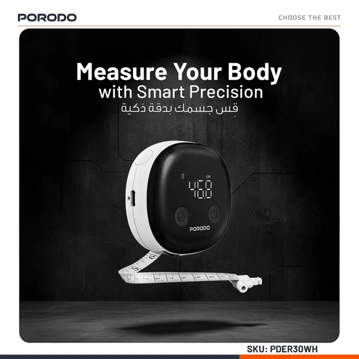 متر نواری هوشمند بدن پرودو Porodo METRICE Smart Body Measure Tape With Bluetooth PDER30