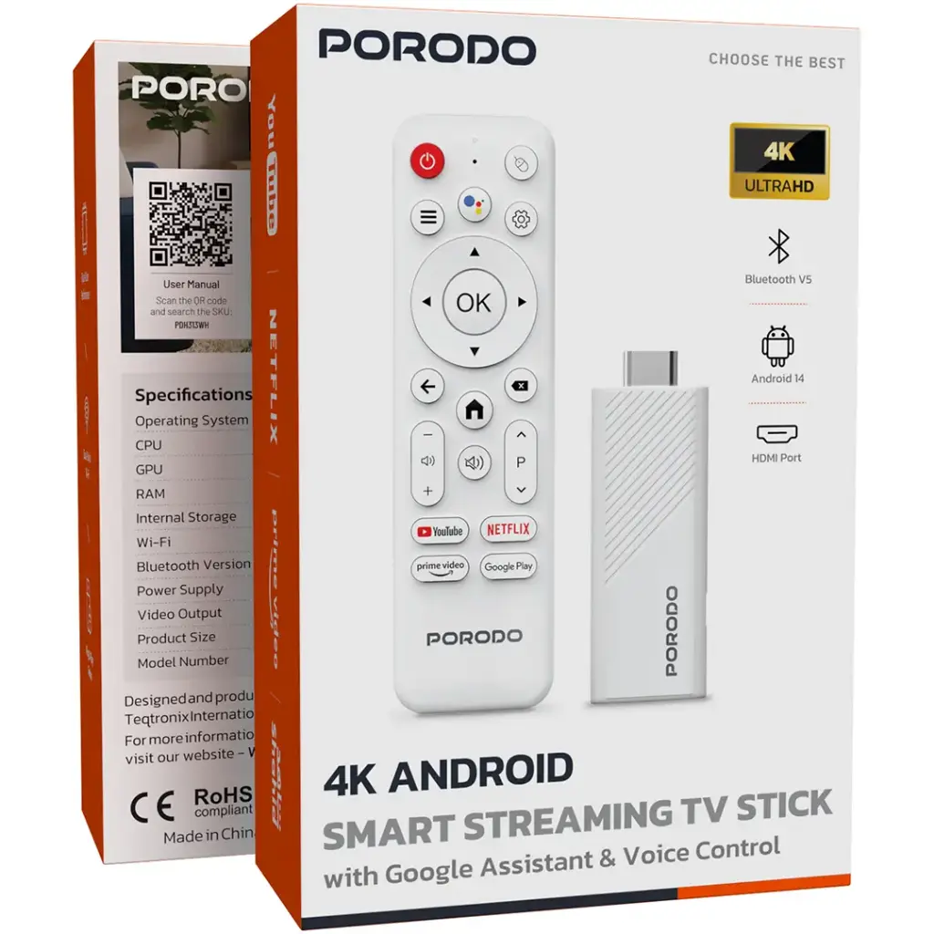 اندروید باکس 4K پرودو Porodo AndroidBox PDH313WH